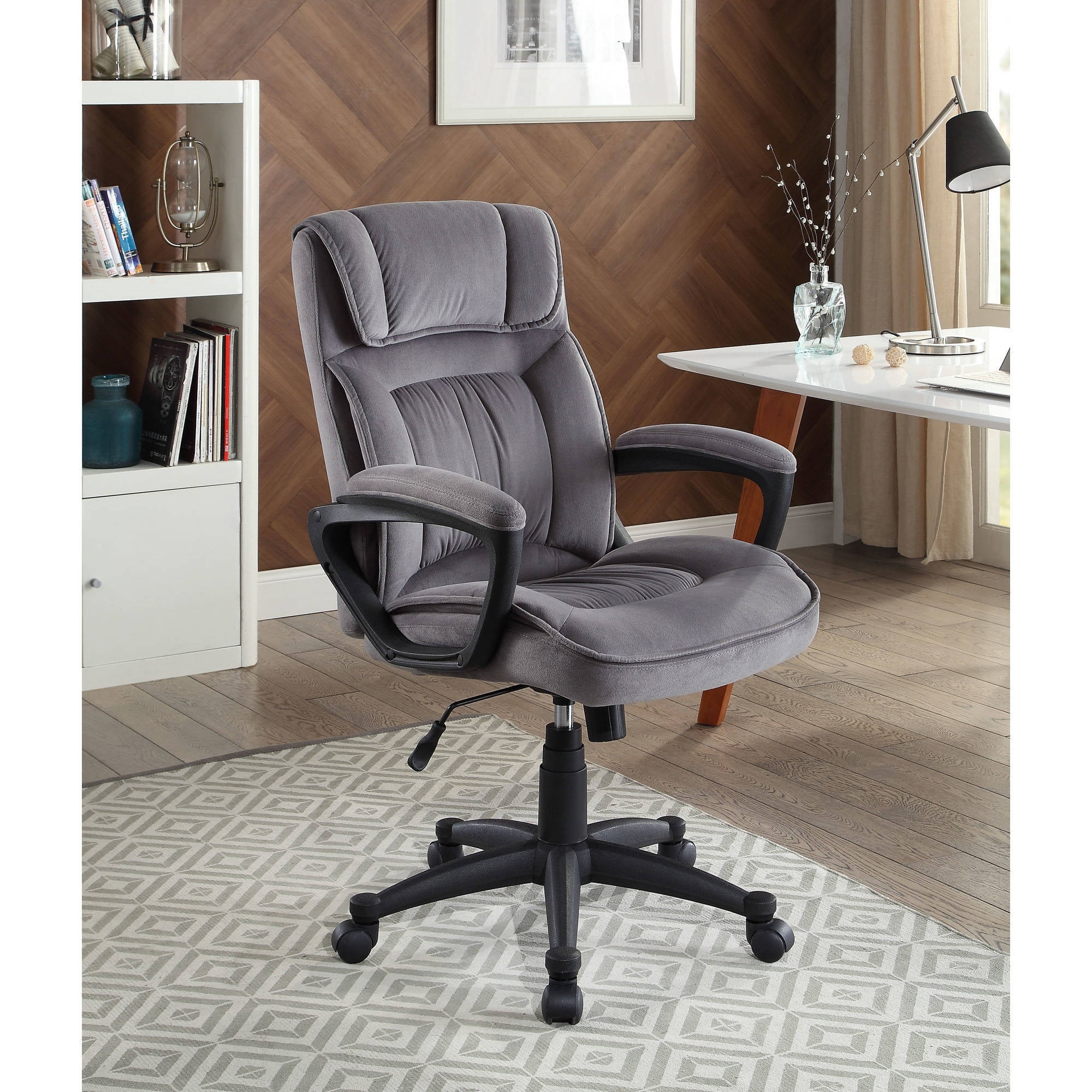 Serta Executive fice Chair in Velvet Gray Microfiber Black Base