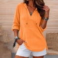 thumbnail image 2 of BUIGTTKLOP Women's Beach Cover up Hoodies Sweatshirt Long Sleeve V Neck Hooded Shirt Top with Pockets, 2 of 8
