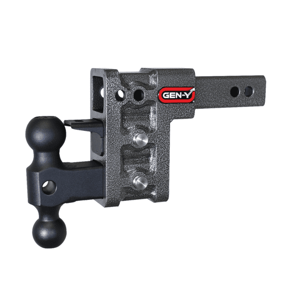 GEN-Y GH-323 MEGA-DUTY Adjustable 5" Drop Hitch with GH-031 Dual-Ball, GH-032 Pintle Lock for 2" Receiver - 10,000 LB Towing Capacity - 1,500 LB Tongue Weight