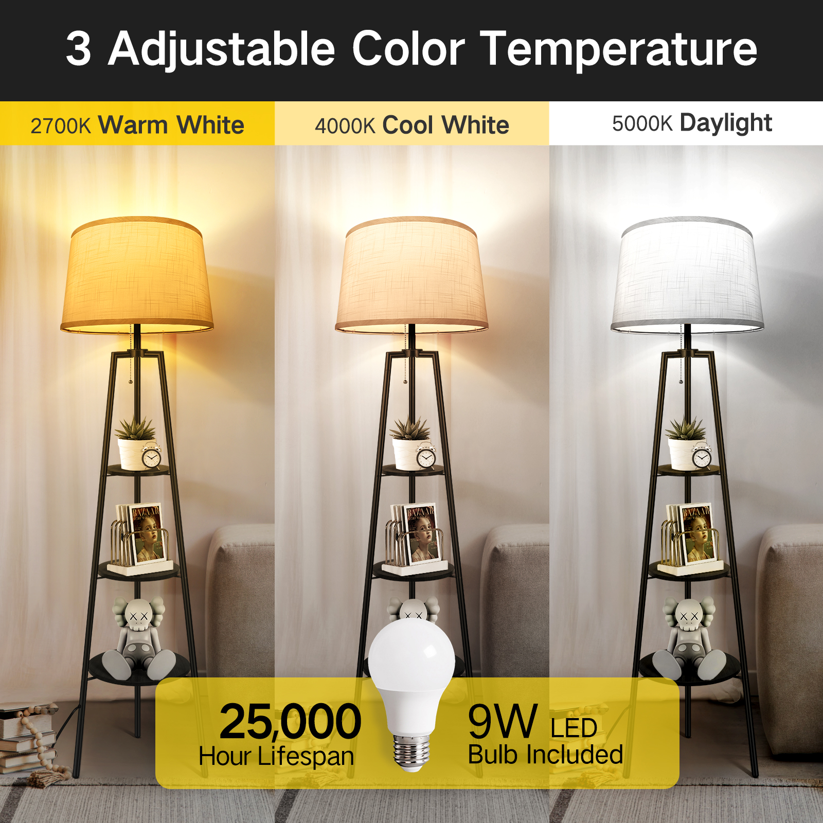 Dodocool LAMPADAIRE 30W Lampe sur Pied Moderne LED 4 Températures de couleur et