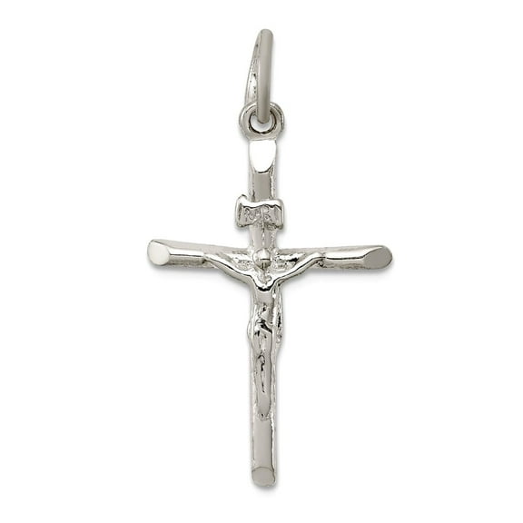925 Sterling Silver Hollow Polished Crucifix Pendant Necklace 34x18mm Wide Pendant for Women