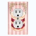 thumbnail image 1 of Metal Light Switch Plate Cover Elegant Pastel Pink Cake Striped Wallpaper CAK048, 1 of 13