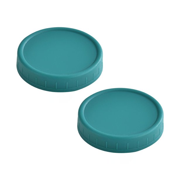Oleegame 2PC Kids Snack Boxes For School 1PC Wide Mouth Plastic Mason Jar Lids Unlined White Ribbed Lids 86mm