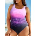 thumbnail image 3 of FARYSAYS Summer Swimsuit Womens One Piece Swimsuits Color Block Print Cross Open Back Bathing Suits Athletic Training Swimwear, S-XXL, 3 of 7