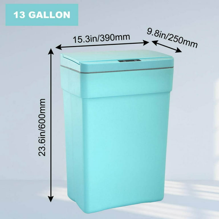 13 Gallon Trash Can Automatic Touch-free Kitchen Garbage Can, Plastic Large  Capacity Bathroom Rubbish Can with Lid and Motion Sensor, Smart Trash Can