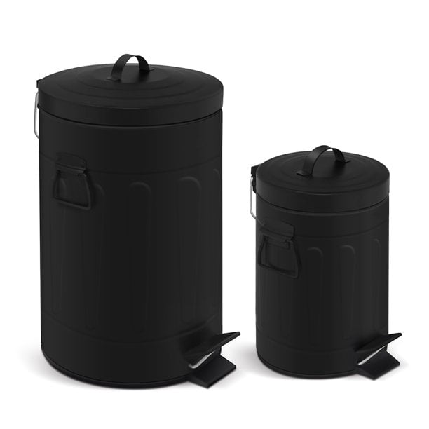 Innovaze 3.2 Gallon and 0.8 Gallon Round Bathroom and Office Carbon Steel Step Trash Can Set,White