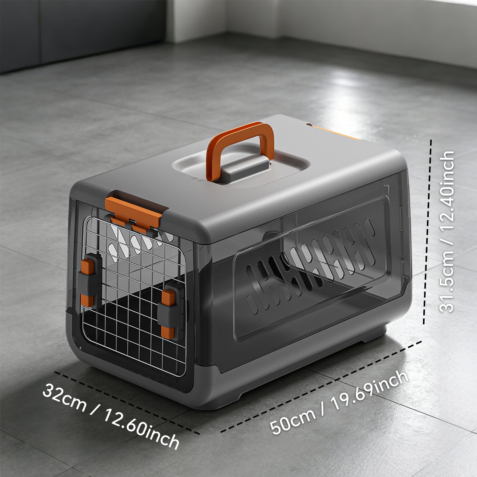 Airline Box Style Enclosed Cat Litter Box, 50×32×31.5" Large Cat Toilet with Top Handle, Anti-Splash Odor Control, Ventilated Detachable Plastic Litter Pan for Indoor Cats