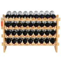 KFFKFF 36-Bottle Modular Wine Rack, 4-Level Bamboo Wood Storage, Freestanding Shelf for Wine Display, Stable Design for Kitchen, Bar, Cellar - Natural Finish