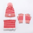 thumbnail image 3 of SGFCWSX Kids Cold Weather Hat Scarf Gloves Set Boys and Girls Beanie Fleece Lined Hats for Snow Play Child Knit Warm Gloves 3 Piece Sets Pink Free Size, 3 of 3