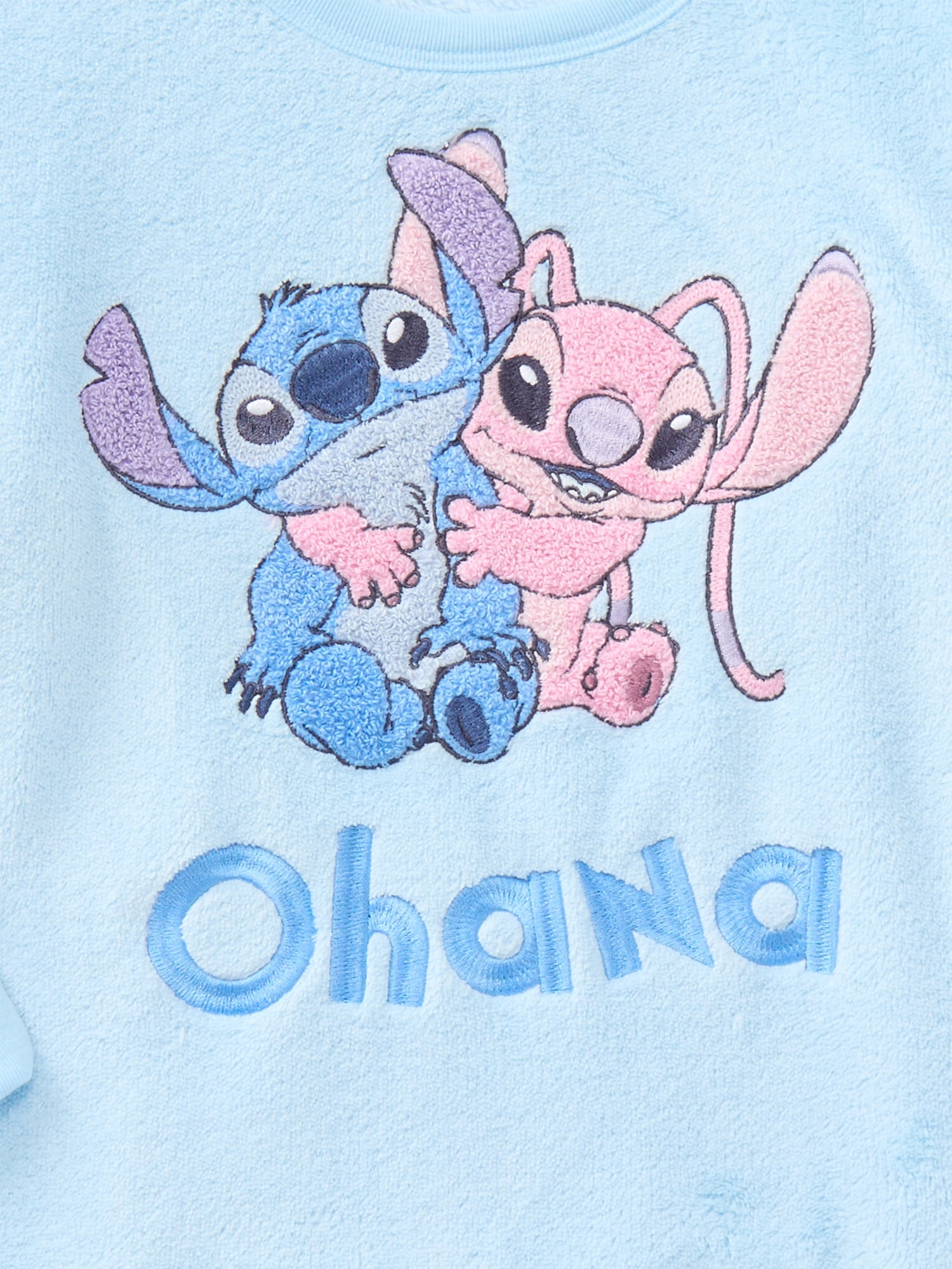 Stitch and Angel Girls Graphic Plush Sweatshirt with Embroidery, Sizes 4-16