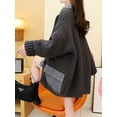 thumbnail image 5 of 2023 Spring Autumn Denim Patchwork Loose Lazy Style Thickened Clothes Knitted Sweater Coat Cardigan Top Women, 5 of 5