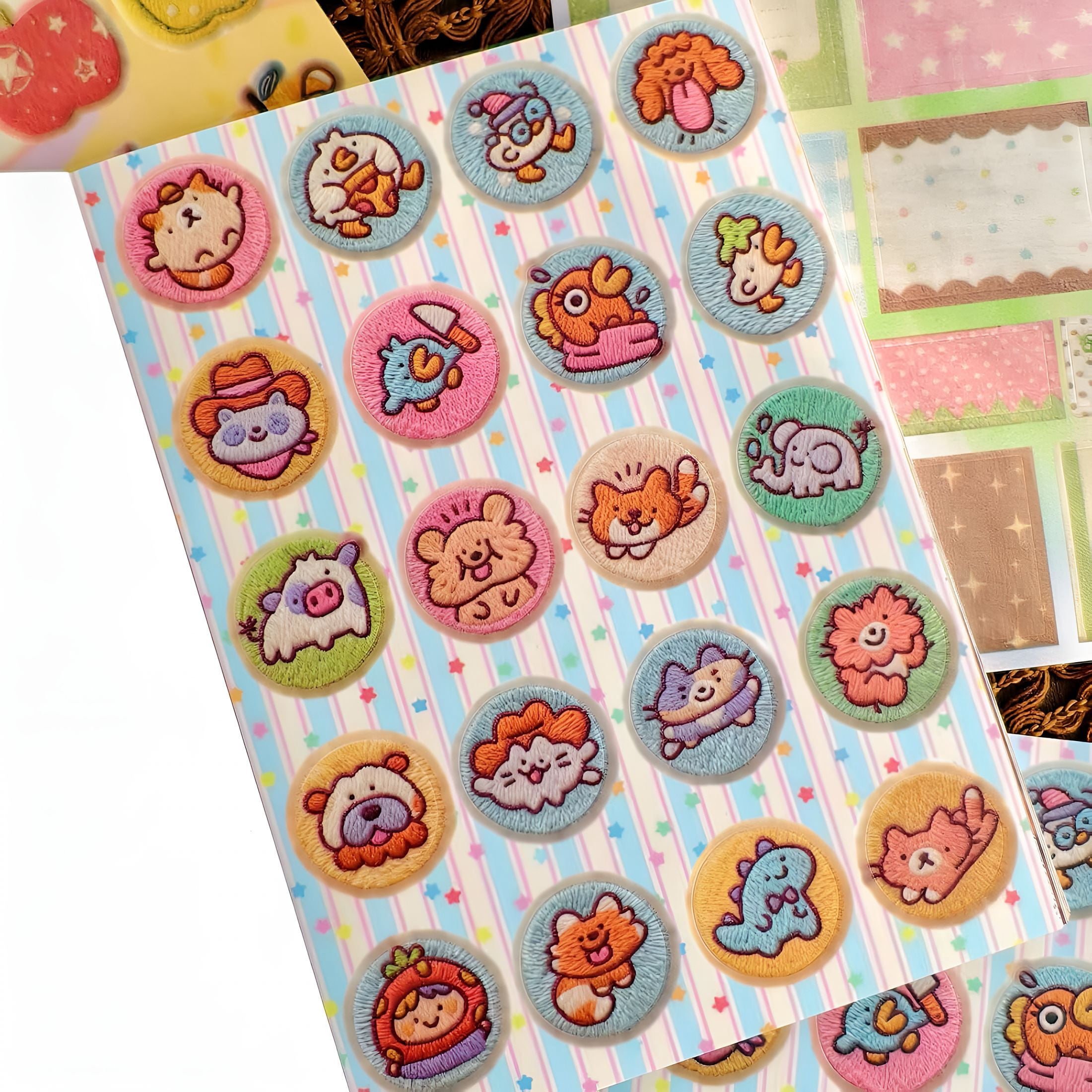CCOCC 2 in 1 Japanese Sticker Book Combo Set with Red and Blue Patterned Die Cut Stickers 60 Sheets for Journaling