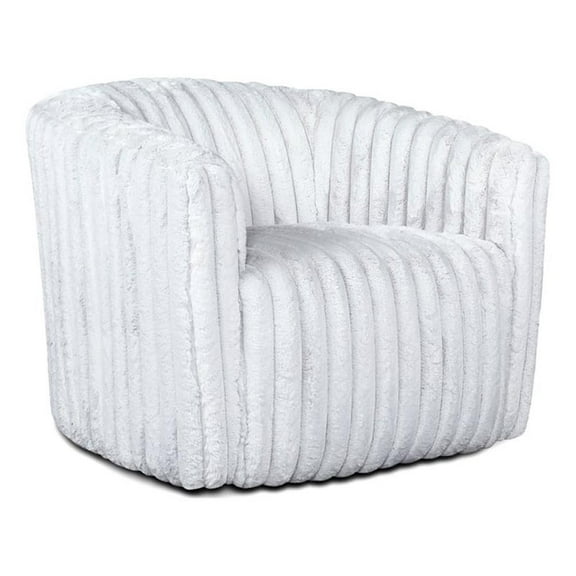 Farleigh Modern Living Room Round Back Soft Plush Fabric Swivel Chair in White