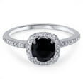 thumbnail image 4 of Pompeii 1 1/10ct Treated Black Diamond Cushion Halo Engagement Ring 14K White Gold, 4 of 4