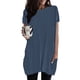 thumbnail image 2 of Gibobby Playera De Algodón Mujeres Casual Moda Simple Color sólido Cuello redondo Manga corta Bolsillo Largo Top（Azul marino， S), 2 of 4