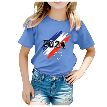 

Jackets for Girls Prints Short Sleeve Prints T Shirt Round Neck Casual Cute Jackets for Girls