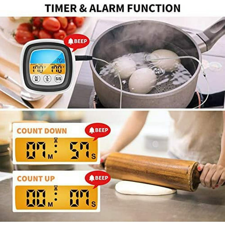 Instant Read Meat Thermometer Probe Wire Digital Oven Safe Food Thermometer  for Cooking with Sensitive Color LCD Display for BBQ