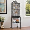 ModFusion 62" Metal Bird Cage Playtop Rolling Stand for Parakeet Lovebird Sun Conure Black