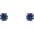 thumbnail image 2 of 14k White Gold Lab Created Blue Sapphire Polished Earrings Stud Earring for Women, 2 of 2