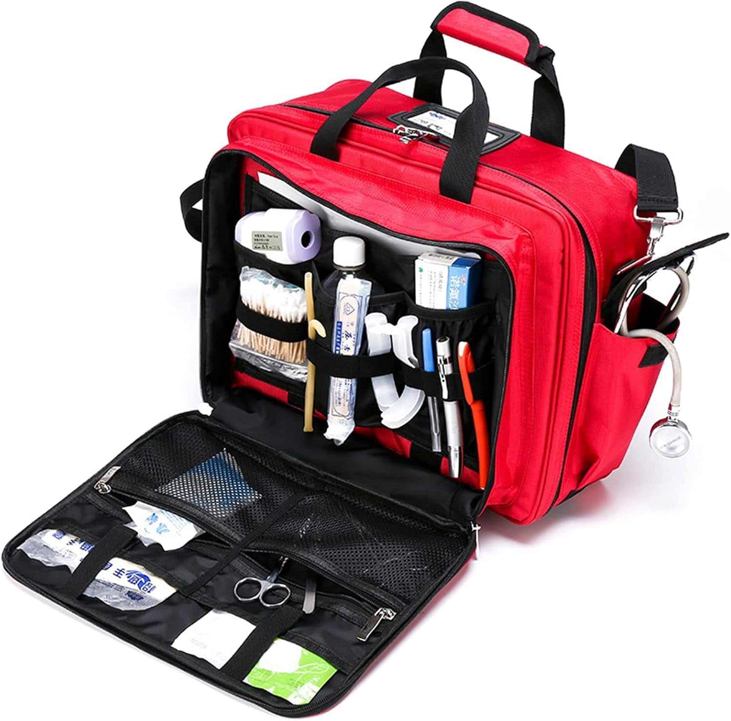 First Aid Backpack Bag Empty Emergency Red First Aid Medical Backpacks Large-Capacity Emergency Rescue Kit