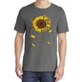 thumbnail image 2 of Wild Bobby,You are My Sunshine Skull and Sunflower, Streetwear, Garment-Dyed Washed Look Short Sleeve T-Shirt, Charcoal, X-Large, 2 of 3