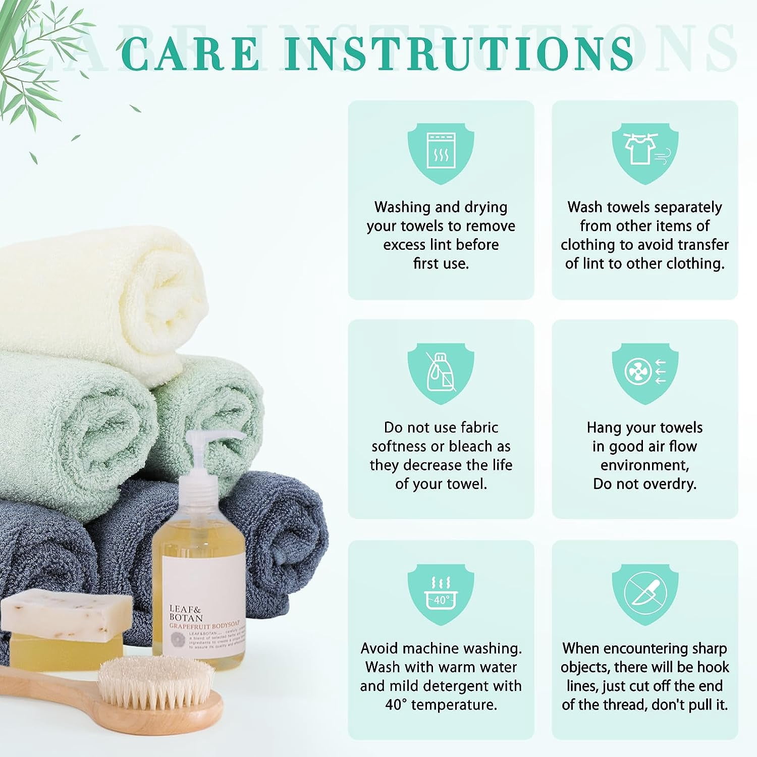 DEWEL Leaf Hand Towels 6 Count