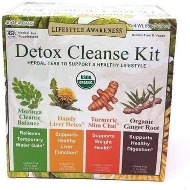 Lifestyle Awareness Detox Cleanse Kit, Herbal Teas to Support a Healthy Lifestyle (40 Teabags)