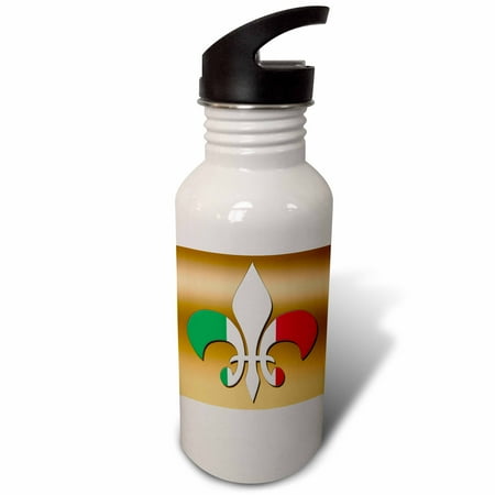 

Large green white red Fluer de Lis on a gold background Italian flag 21 oz Sports Water Bottle wb-30762-1