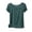 Green, variant on Women Short Sleeve Tees Cotton Ribbed T-Shirts Boat Neck Lettuce Trim Solid Casual Tops
