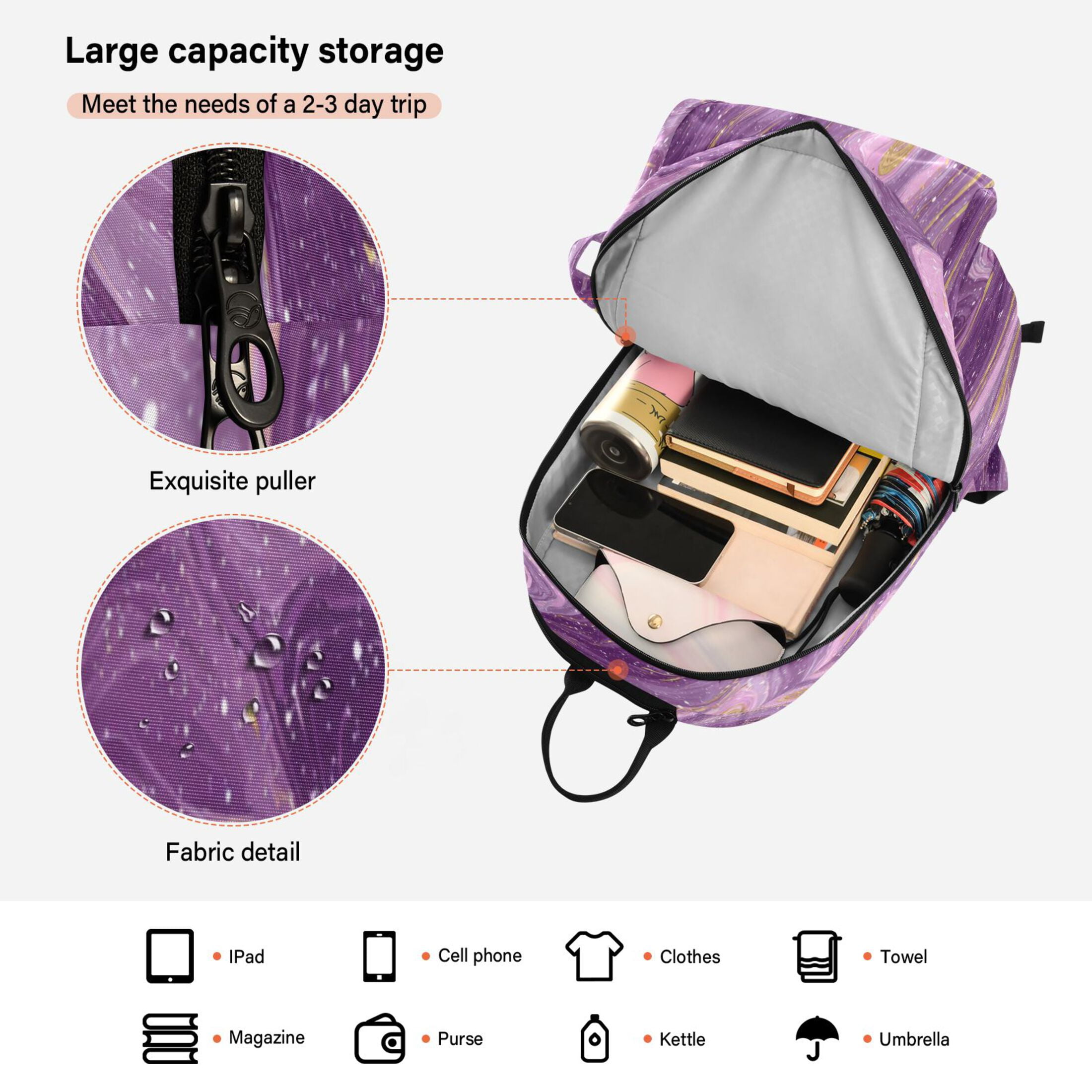 2 Racquet Holder Tennis Backpack Tennis Racket Covers Gym Bags Hints Of Pink Marble