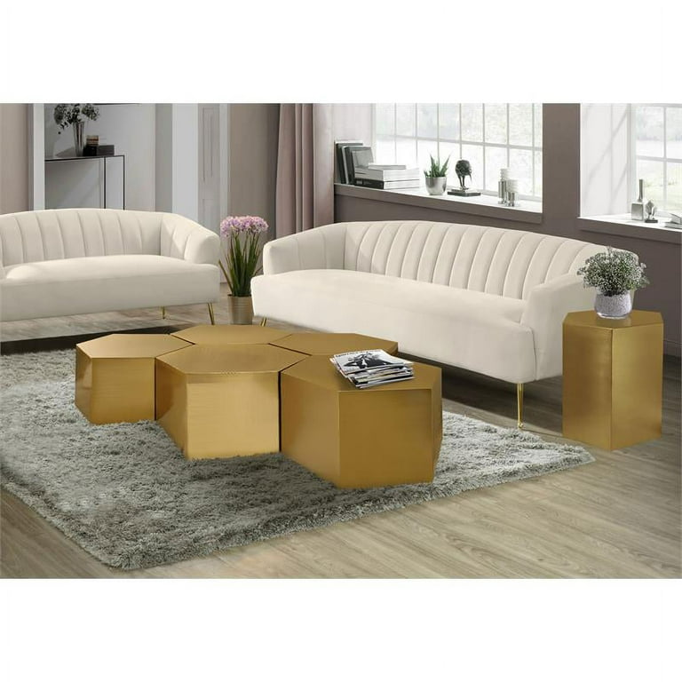 Meridian Furniture Hexagon Modular 5 Piece Coffee Table - Gold Meridian Furniture Hexagon Modular 5 Piece Coffee Table - Gold