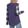 thumbnail image 6 of Waffle Knit Tunic Tops for Women Curved Hem Dressy Long Sleeve Shirts Trendy Fall Fashion Crewneck Sweaters Purple XL, 6 of 6