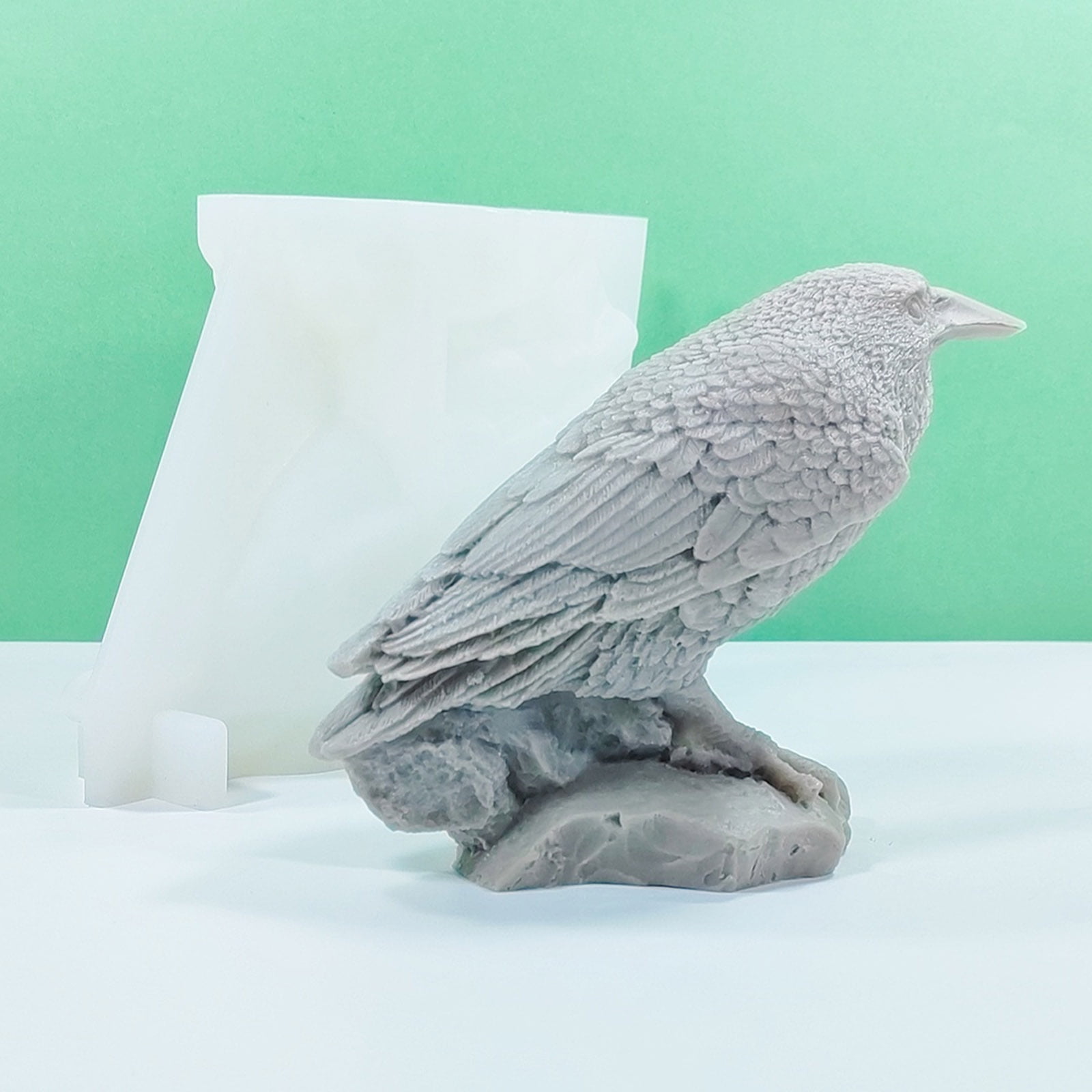 BELOWSYALER Halloween Silicone Moulds 3D Crow Candle Molds Scented Candle Molds Craft Castings Molds Halloween Decorations