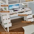 thumbnail image 2 of Full Size Loft Bed with Desk with 8 Storage Drawers & Charging Station & LED Lights, Metal Loft Bed, 2 of 8