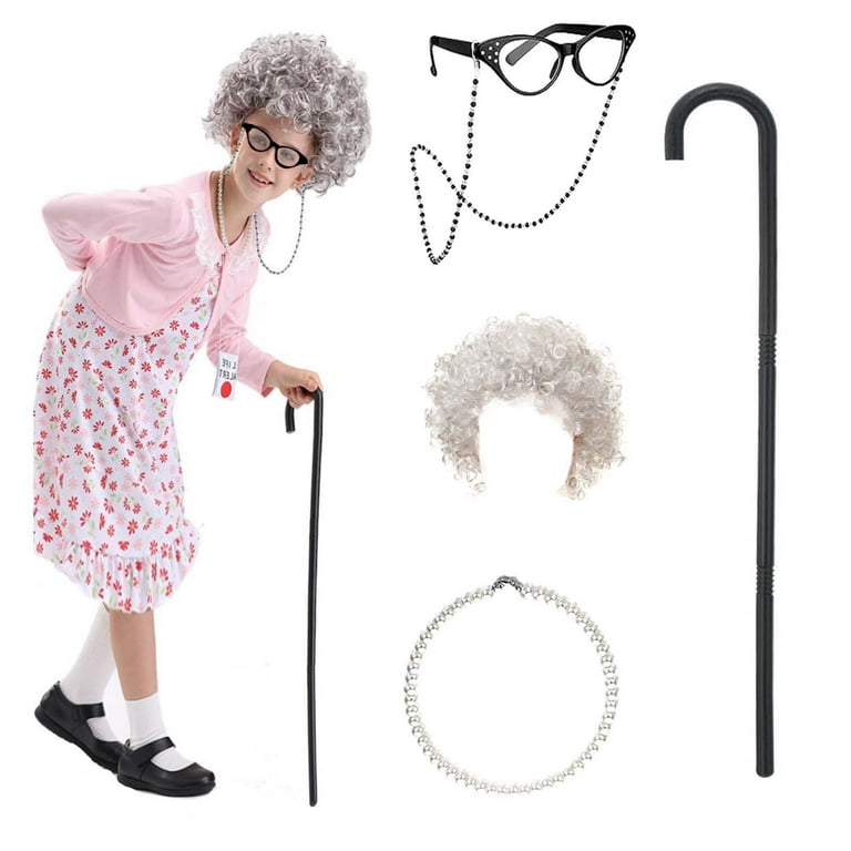 2024 New Old Lady Costume For Womens Medieval Dress plus Size Kids 100 Days Of Gothic Teen Girl Clothes School Costume Granny Old Medieval Wedding Dress Lady Wig Dress Up Medieval Cloak