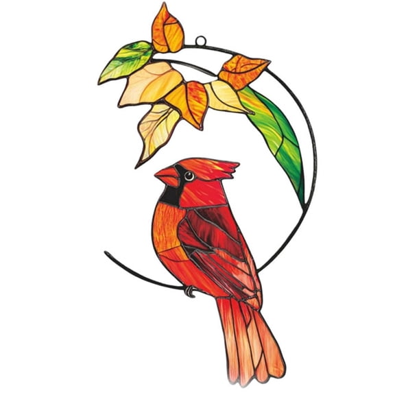 Robin Sun Catcher for Window – Stainless Steel Hanging Ornament with Stained Glass Effect – Outdoor Garden Decor, Bird Gift for Women, Mom, Bird Lovers, Nature Enthusiasts
