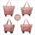 thumbnail image 2 of Universal Wheel Travel Bag, Large Capacity Folding Water-proof Travel Bag Handbag Handbag Travel Duffel Bag Ladies Multi-function Travel Bag Gifts Clearance Pink, 2 of 11