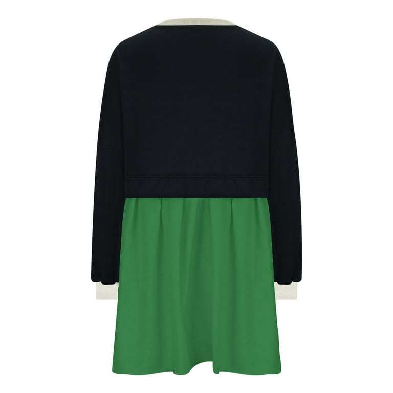 Fashion Casual Solid Patchwork O Neck Long Sleeve Dresses(3 Colors) Fashion Casual Solid Patchwork O Neck Long Sleeve Dresses(3 Colors)