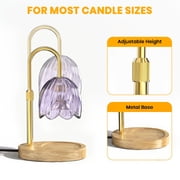 BEEPRINCESS Candle Warmer Lamp, 2/4/8H Timer, Dimmable, Adjustable Height, Purple Glass Shade, 2 Bulbs