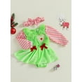 thumbnail image 2 of Suealasg  Baby Girls Christmas Clothes 3M 6M 12M 18M Infant Girls Spring Fall Romper Dress Newborn Girls Long Sleeve Stripe Patchwork Romper Dress Headband, 2 of 8