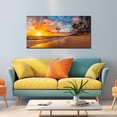 thumbnail image 4 of Aaheei Beach Wall Art Decor Golden Sunset Painting Seascape Theme Pictures Gold Ocean Palm Tree Prints on Canvas for Living Room, Bedroom, Bathroom, Kitchen or Home Office Decoration 11x14, 4 of 6