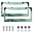 thumbnail image 2 of 2Packs License Plate Frames with Green Floral Pattern Includes Screws & Caps Full Accessories Included Size 6.3x12.2inch(16x31cm), 2 of 8