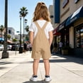 thumbnail image 5 of Rggeeun Girl Child Hiking Pants Solid Color Suspender Pants Wide Leg Relaxed Fit Side Pockets Above Knee Lightweight For Evening Party Stylish Trousers,Beige,8-9 Years, 5 of 9