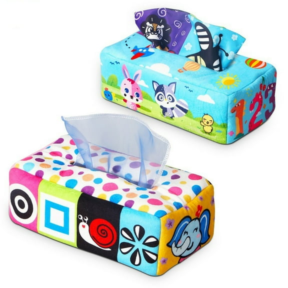 ABPWLY Toys Early Education Tissue Box Sensory Toy 11 Color Crinkle Cognition Tissues for Kids Children Fine Motor Skills Toys for Boys