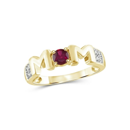 1/3 Carat T.G.W. Ruby And White Diamond Accent 14K Gold over Silver Mother Ring