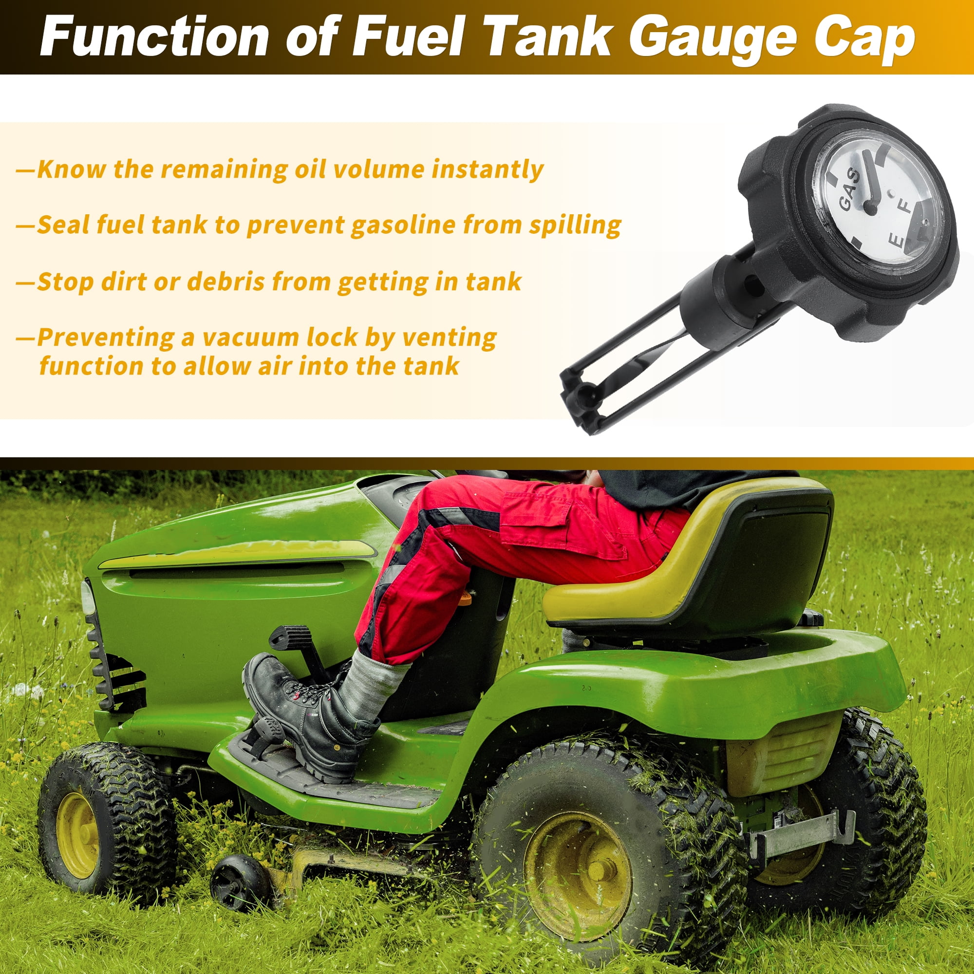 Unique Bargains Fuel Gauge Gas Cap for John Deere Tractor 300 312 314 316 317 400