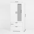 thumbnail image 4 of 72" Tall 2 Doors Armoire Wardrobe Closet with 2 Drawers and Mirror, Multifunctional Wooden Wardrobe Storage Cabinet with Induction Light for Bedroom,White, 4 of 8