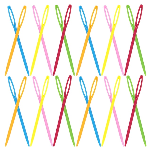 WHAMVOX 40Pcs Safety Plastic Needles Kids Sewing Needles Assorted Color Weaving Knitting Threading Diy Handmade