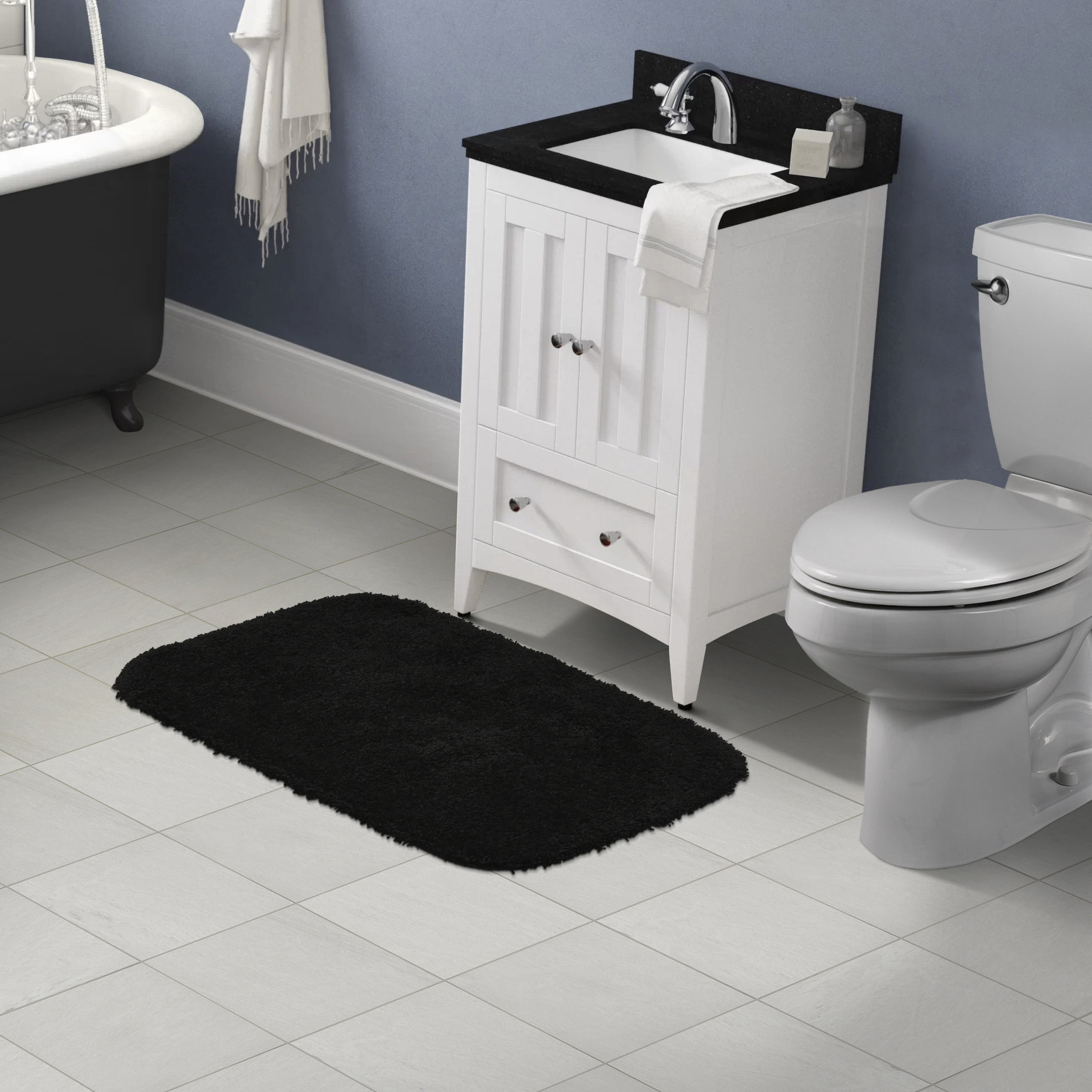 Garland Rug Serendipity Washable Nylon Black Bath Rug, 24" x 40"