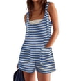thumbnail image 2 of Women Summer Casual Sleeveless Romper Loose Striped Tied Shorts Overalls Jumpsuit with Pockets, 2 of 6